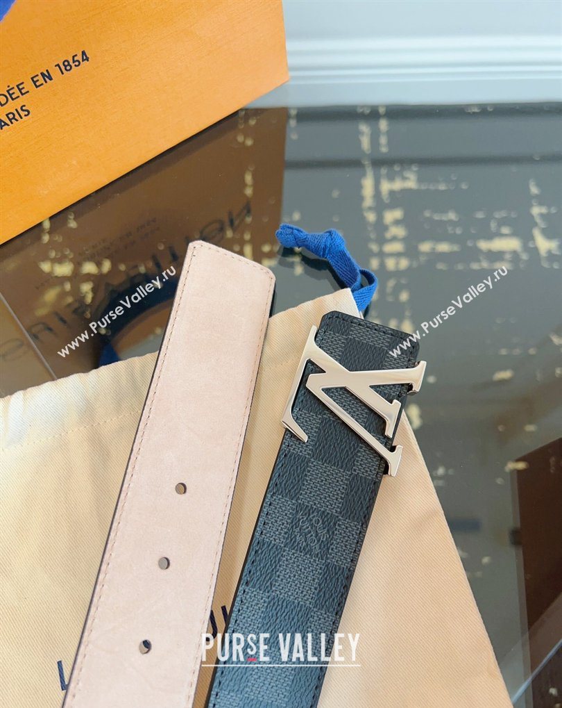 Louis Vuitton Monogram Canvas and Suede Belt 4cm with LV Buckle Black Damier/Silver 2026 LV031607 (99-260316113)