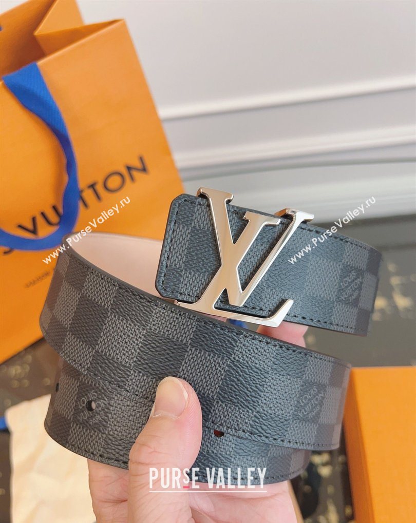 Louis Vuitton Monogram Canvas and Suede Belt 4cm with LV Buckle Black Damier/Silver 2026 LV031607 (99-260316113)