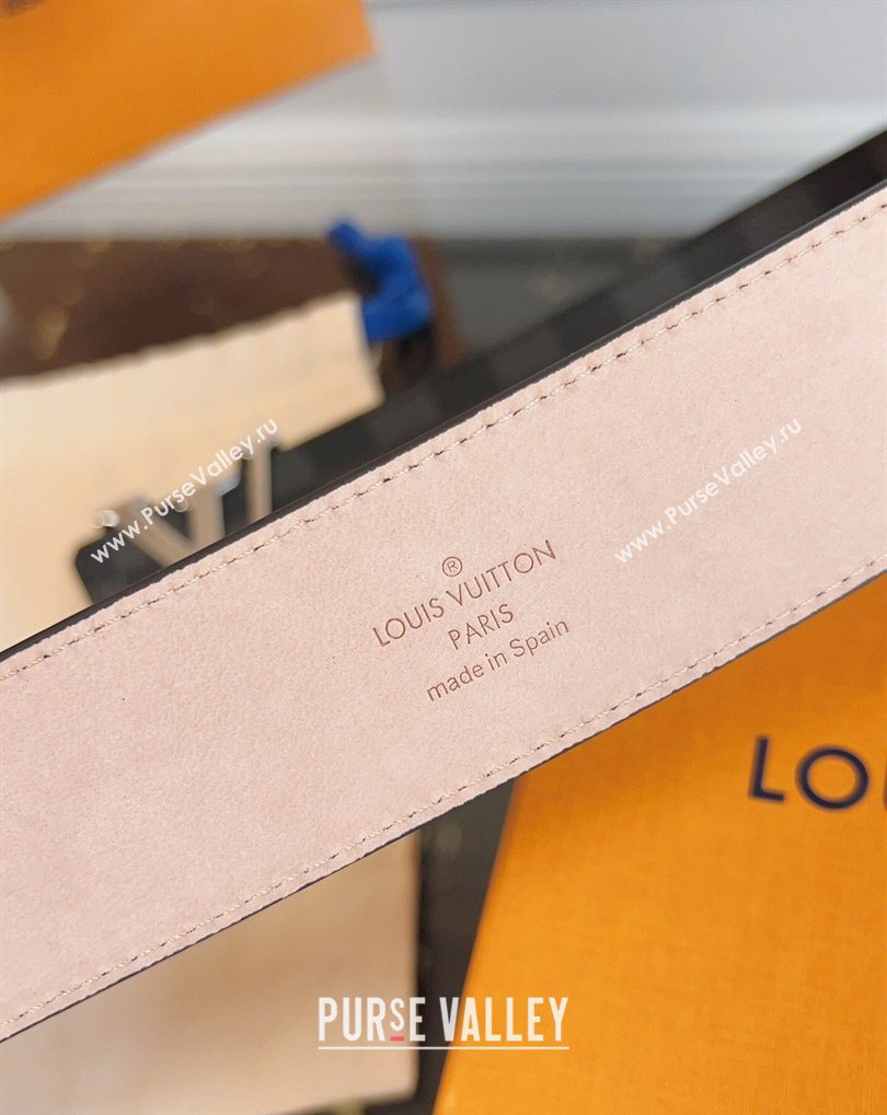 Louis Vuitton Monogram Canvas and Suede Belt 4cm with LV Buckle Black Damier/Silver 2026 LV031607 (99-260316113)