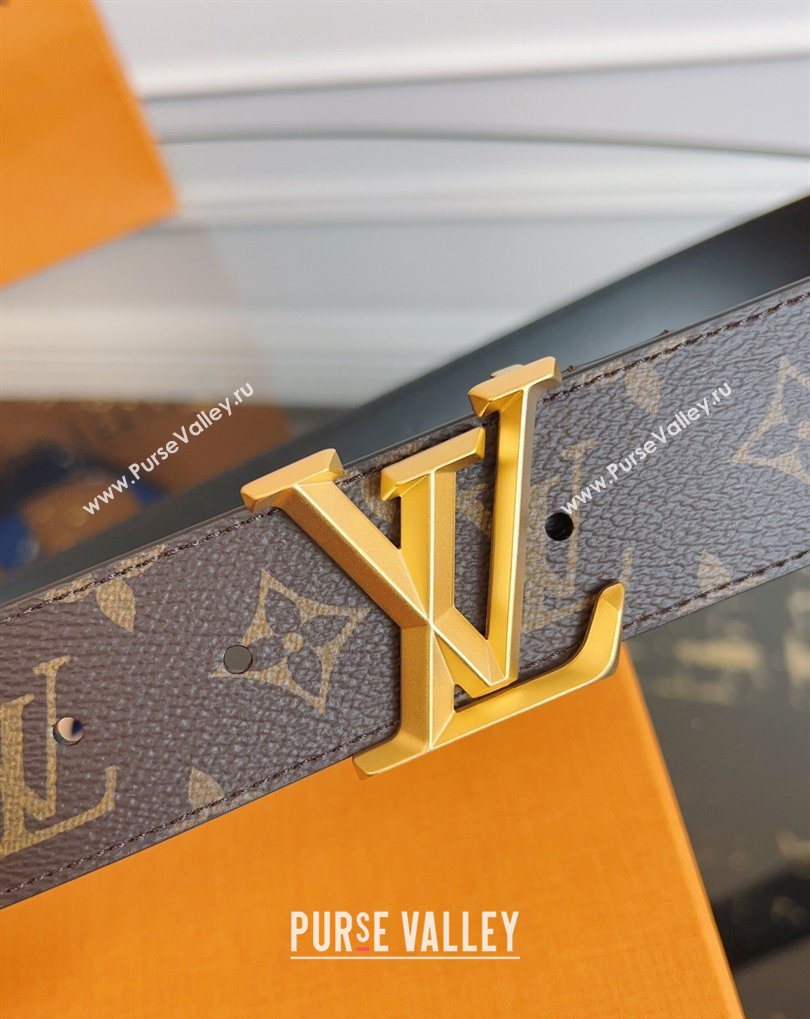 Louis Vuitton Monogram Canvas and Leather Belt 4cm with LV Buckle Brown 2026 LV031604 (99-260316095)