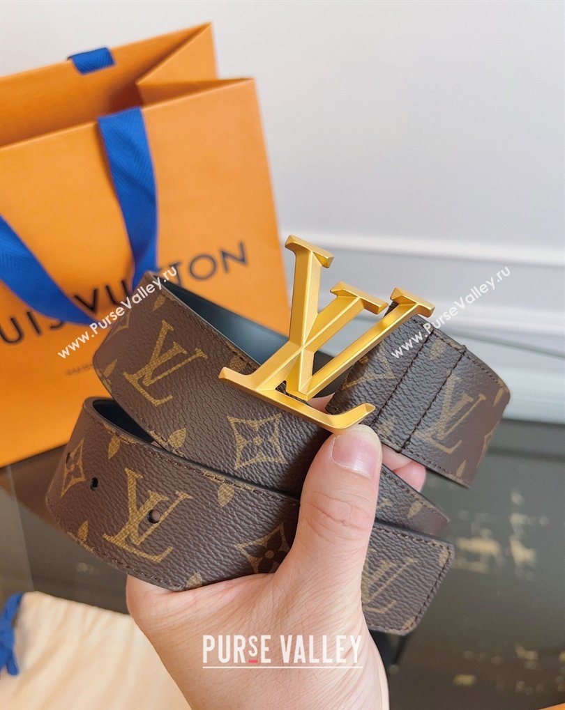 Louis Vuitton Monogram Canvas and Leather Belt 4cm with LV Buckle Brown 2026 LV031604 (99-260316095)