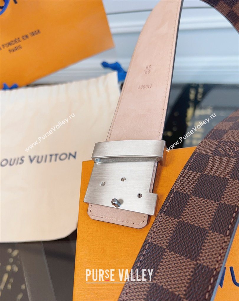Louis Vuitton Monogram Canvas and Suede Belt 4cm with LV Buckle Damier Ebene 2026 LV031607 (99-260316115)