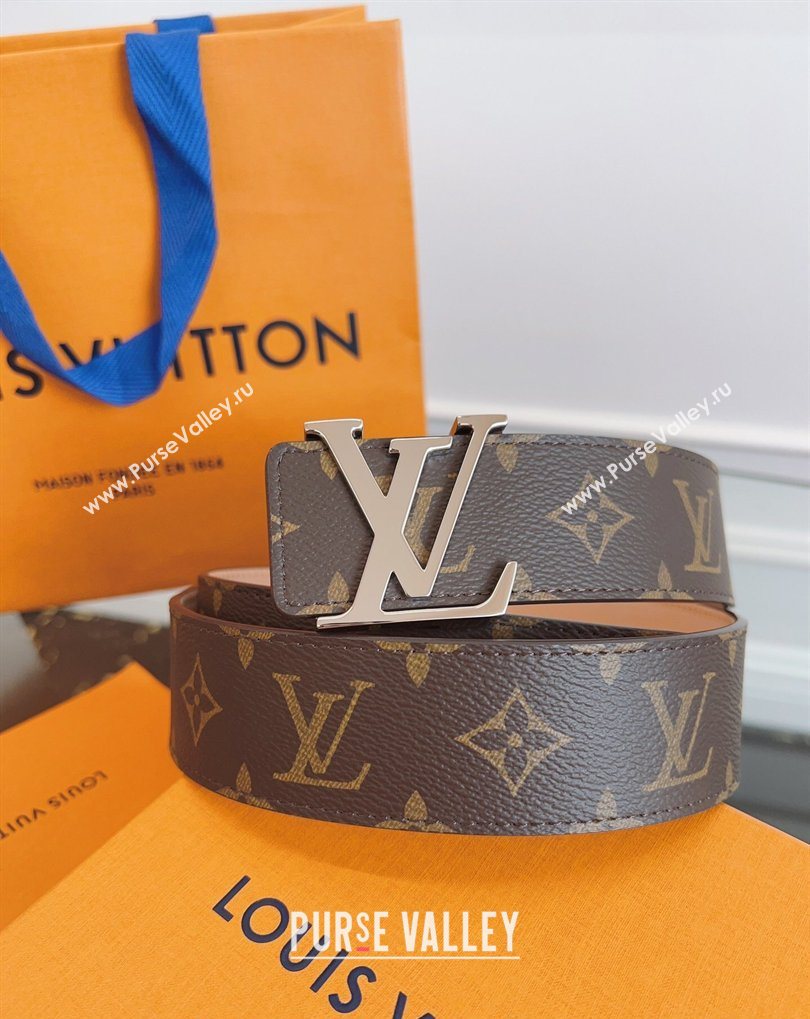 Louis Vuitton Monogram Canvas and Suede Belt 4cm with LV Buckle Brown/Shiny Silver 2026 LV031607 (99-260316116)
