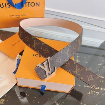 Louis Vuitton Monogram Canvas and Suede Belt 4cm with LV Buckle Brown/Shiny Silver 2026 LV031607 (99-260316116)