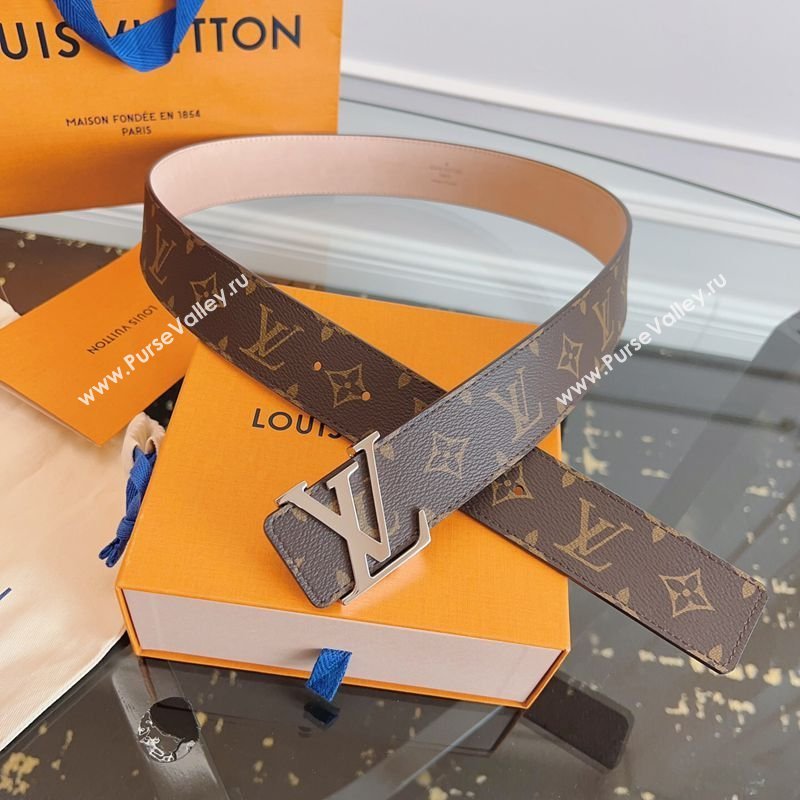Louis Vuitton Monogram Canvas and Suede Belt 4cm with LV Buckle Brown/Shiny Silver 2026 LV031607 (99-260316116)