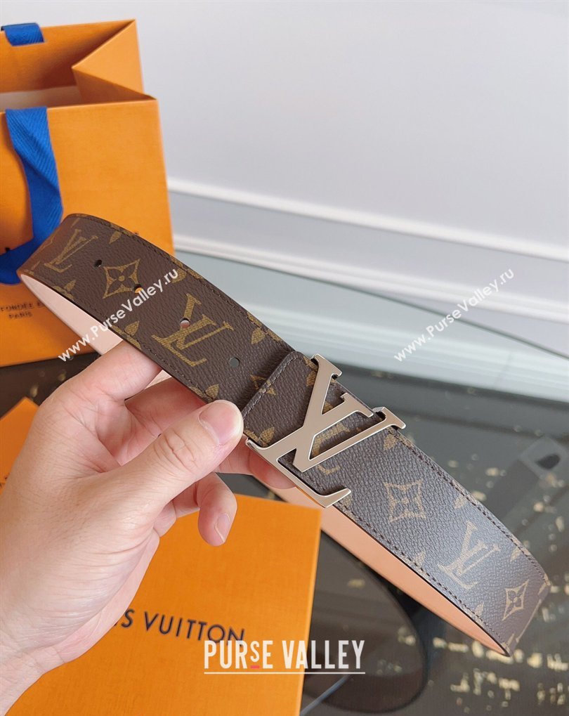 Louis Vuitton Monogram Canvas and Suede Belt 4cm with LV Buckle Brown/Shiny Silver 2026 LV031607 (99-260316116)