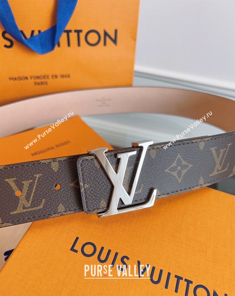 Louis Vuitton Monogram Canvas and Suede Belt 4cm with LV Buckle Brown/Shiny Silver 2026 LV031607 (99-260316116)