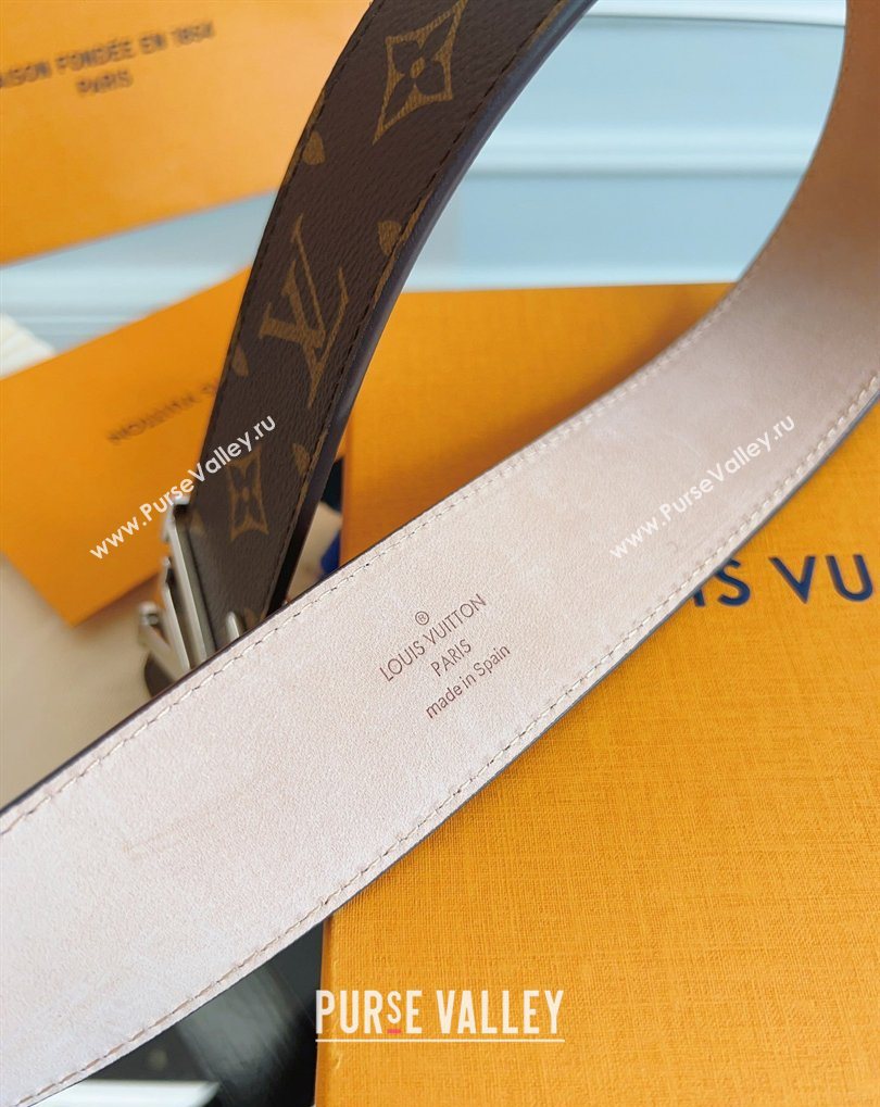 Louis Vuitton Monogram Canvas and Suede Belt 4cm with LV Buckle Brown/Shiny Silver 2026 LV031607 (99-260316116)