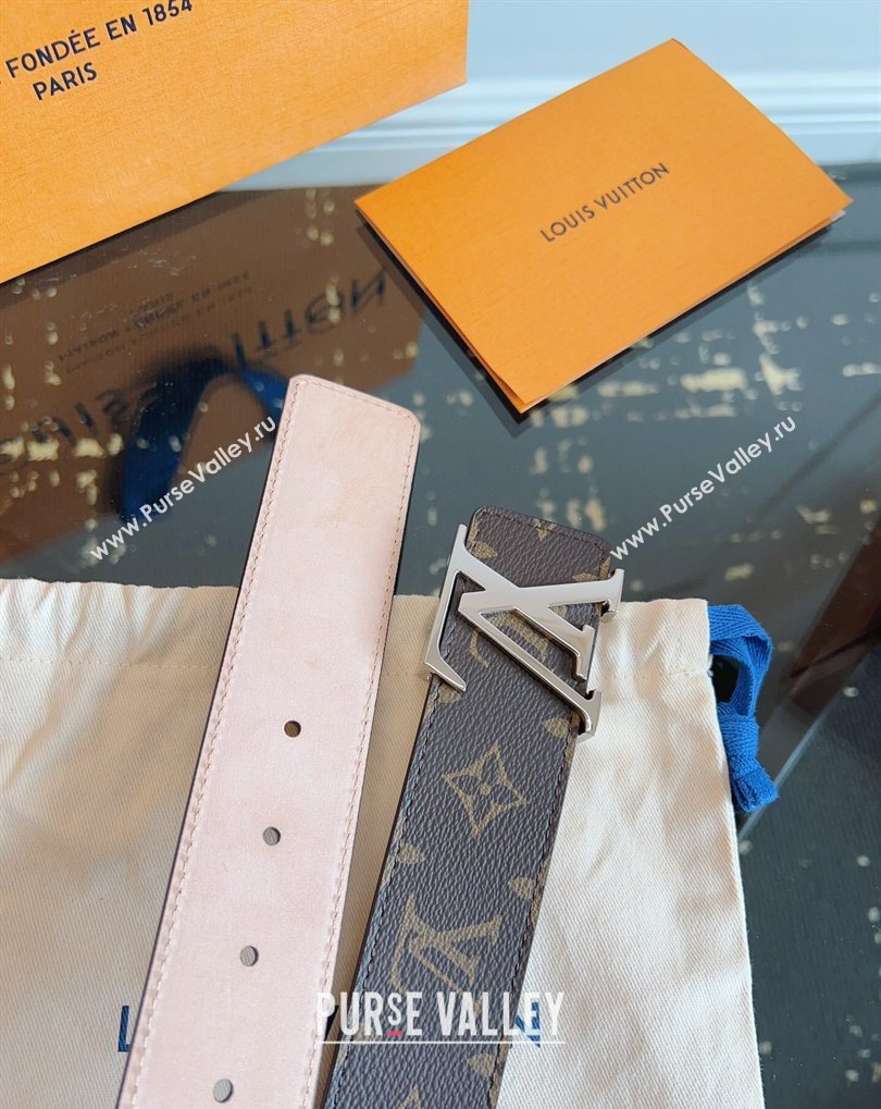 Louis Vuitton Monogram Canvas and Suede Belt 4cm with LV Buckle Brown/Shiny Silver 2026 LV031607 (99-260316116)