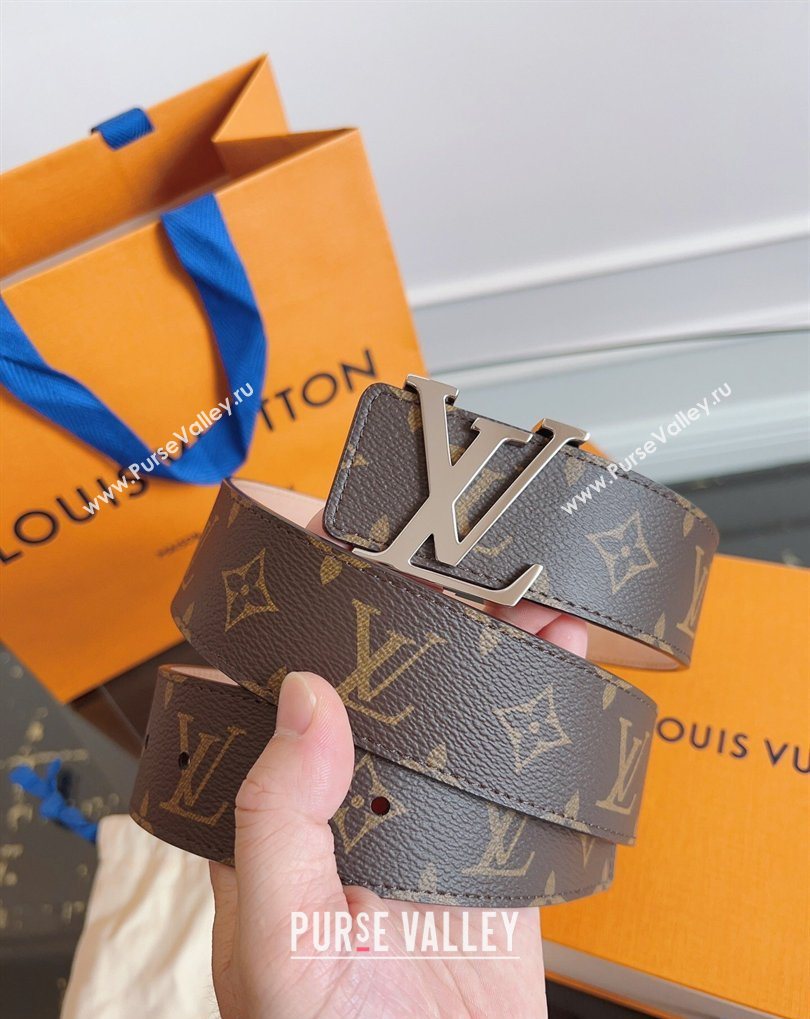 Louis Vuitton Monogram Canvas and Suede Belt 4cm with LV Buckle Brown/Shiny Silver 2026 LV031607 (99-260316116)