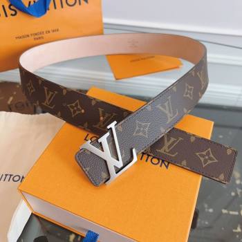 Louis Vuitton Monogram Canvas and Suede Belt 4cm with LV Buckle Brown/Aged Silver 2026 LV031607 (99-260316117)