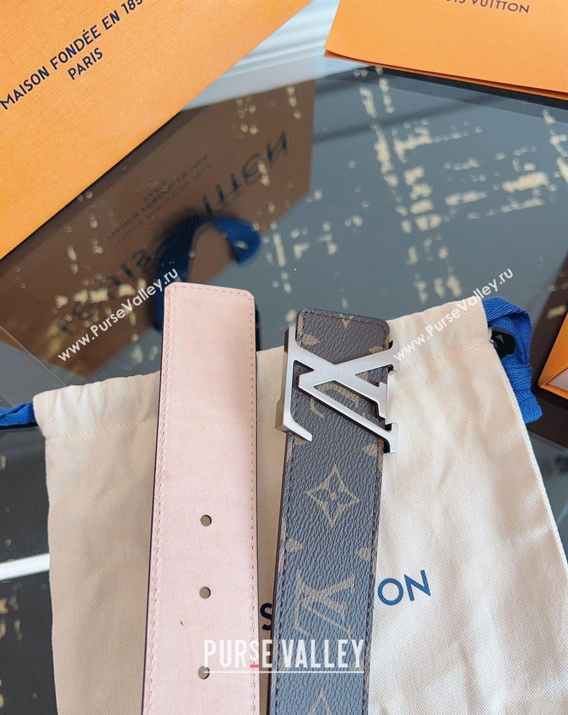 Louis Vuitton Monogram Canvas and Suede Belt 4cm with LV Buckle Brown/Aged Silver 2026 LV031607 (99-260316117)