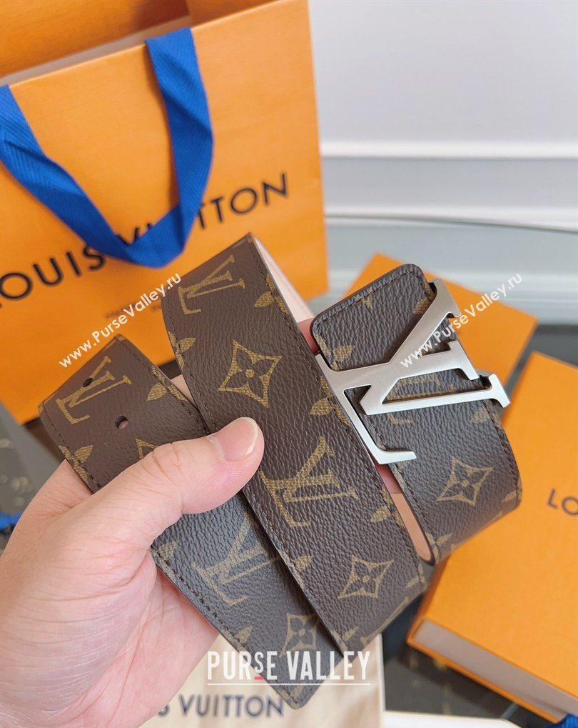 Louis Vuitton Monogram Canvas and Suede Belt 4cm with LV Buckle Brown/Aged Silver 2026 LV031607 (99-260316117)