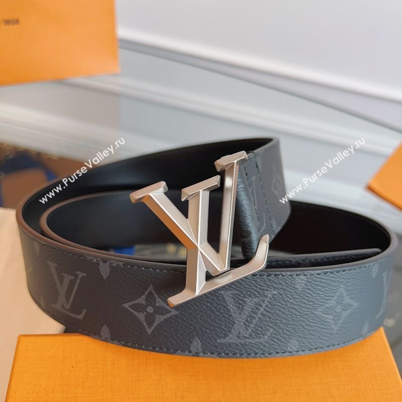 Louis Vuitton Monogram Canvas and Leather Belt 4cm with LV Buckle Black/Silver 2026 LV031604 (99-260316093)