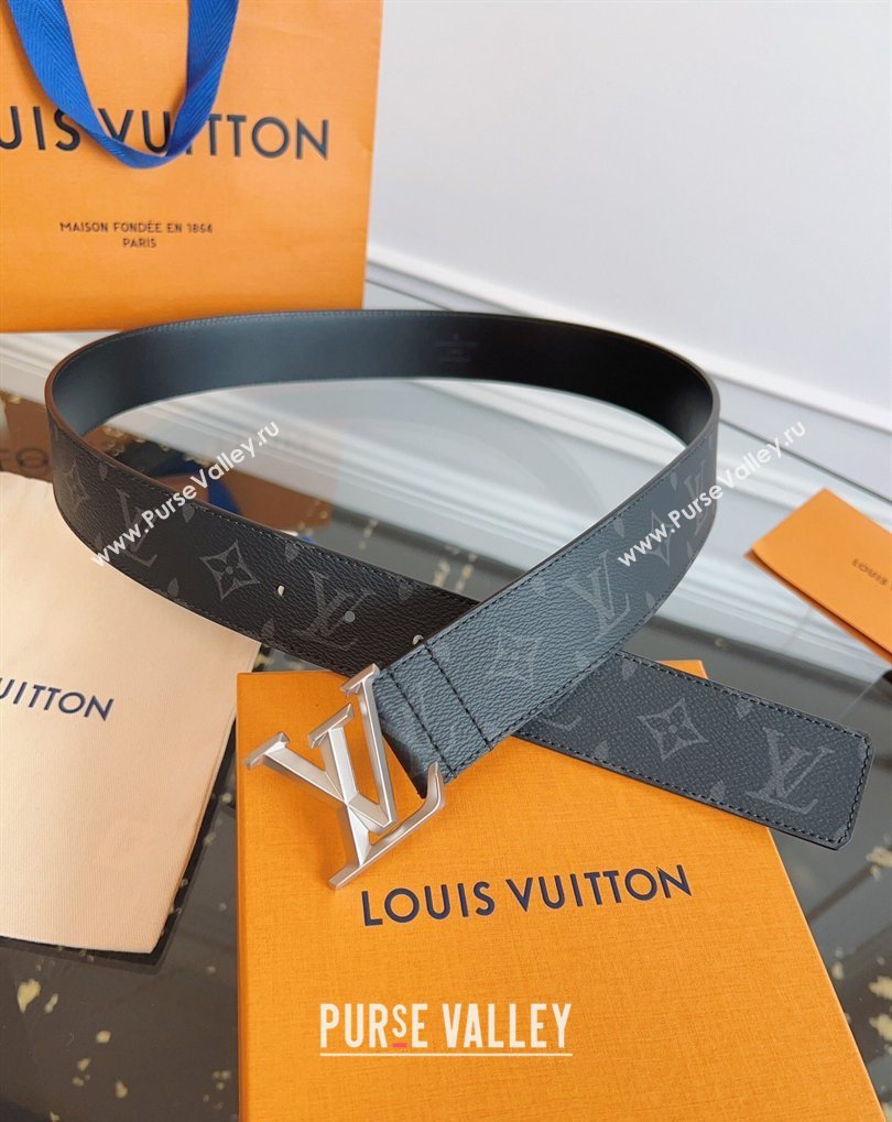 Louis Vuitton Monogram Canvas and Leather Belt 4cm with LV Buckle Black/Silver 2026 LV031604 (99-260316093)