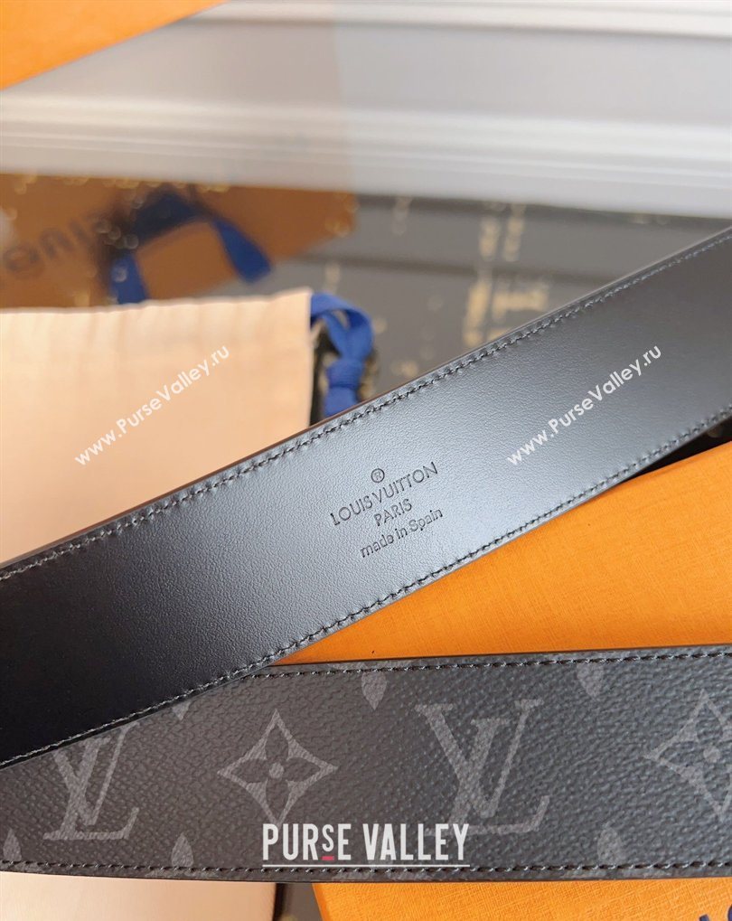 Louis Vuitton Monogram Canvas and Leather Belt 4cm with LV Buckle Black/Silver 2026 LV031604 (99-260316093)