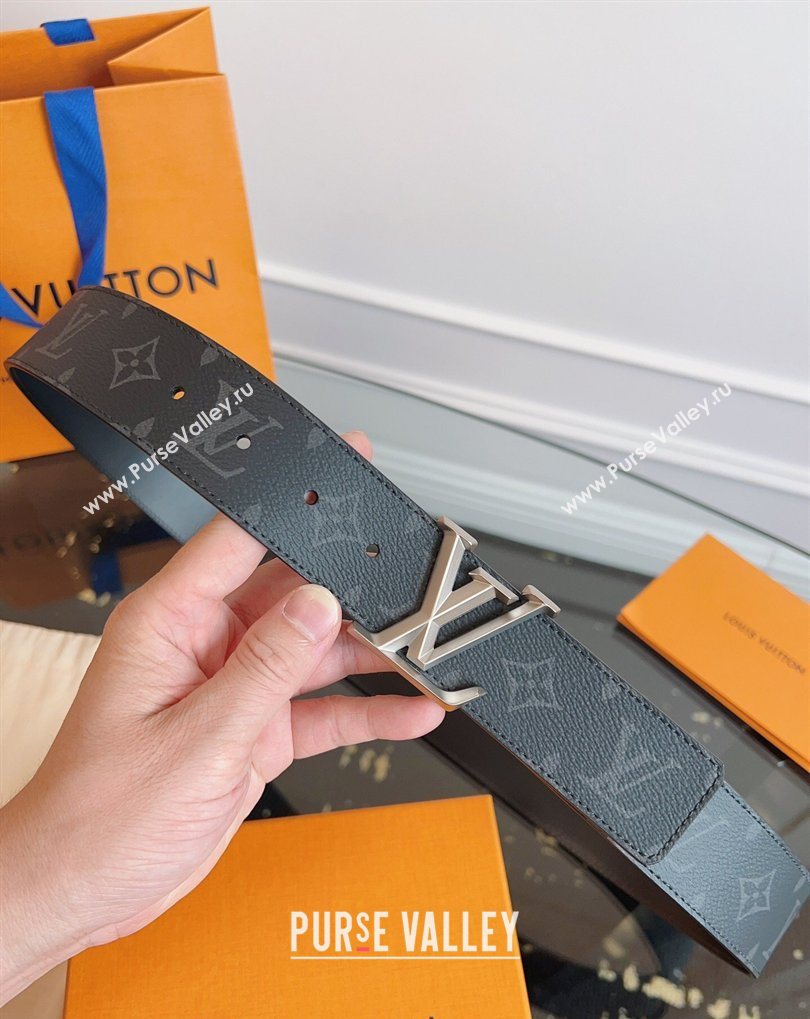 Louis Vuitton Monogram Canvas and Leather Belt 4cm with LV Buckle Black/Silver 2026 LV031604 (99-260316093)