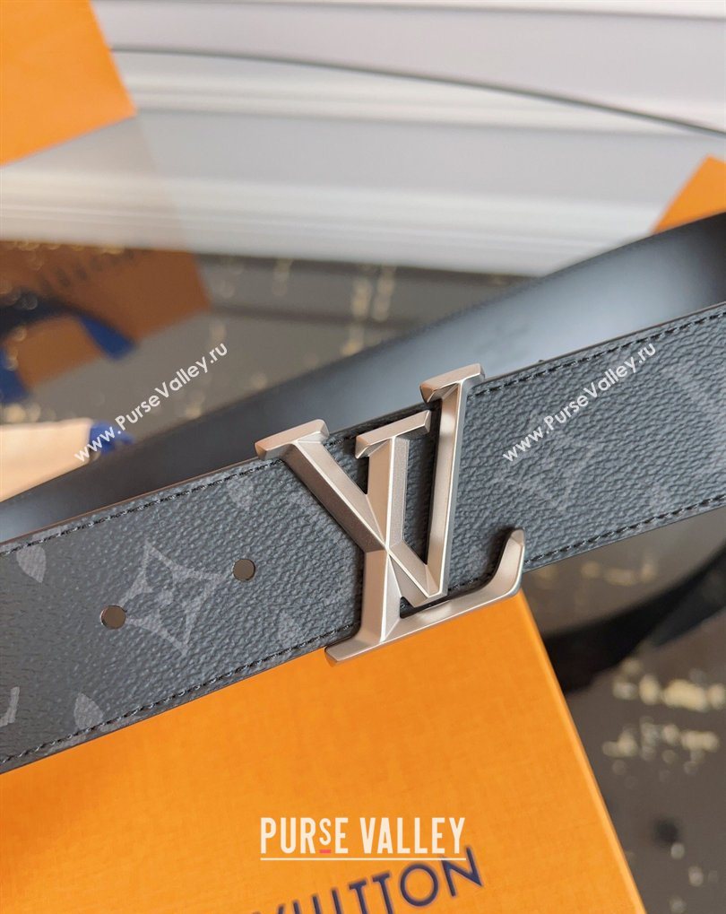 Louis Vuitton Monogram Canvas and Leather Belt 4cm with LV Buckle Black/Silver 2026 LV031604 (99-260316093)