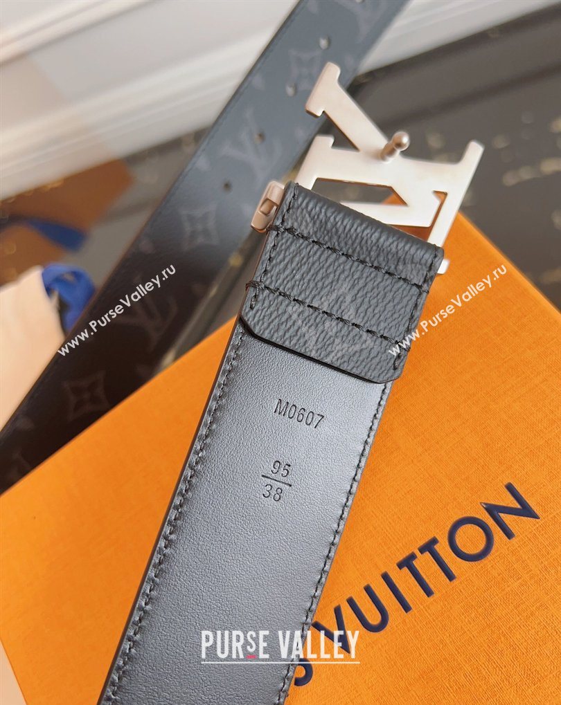 Louis Vuitton Monogram Canvas and Leather Belt 4cm with LV Buckle Black/Silver 2026 LV031604 (99-260316093)