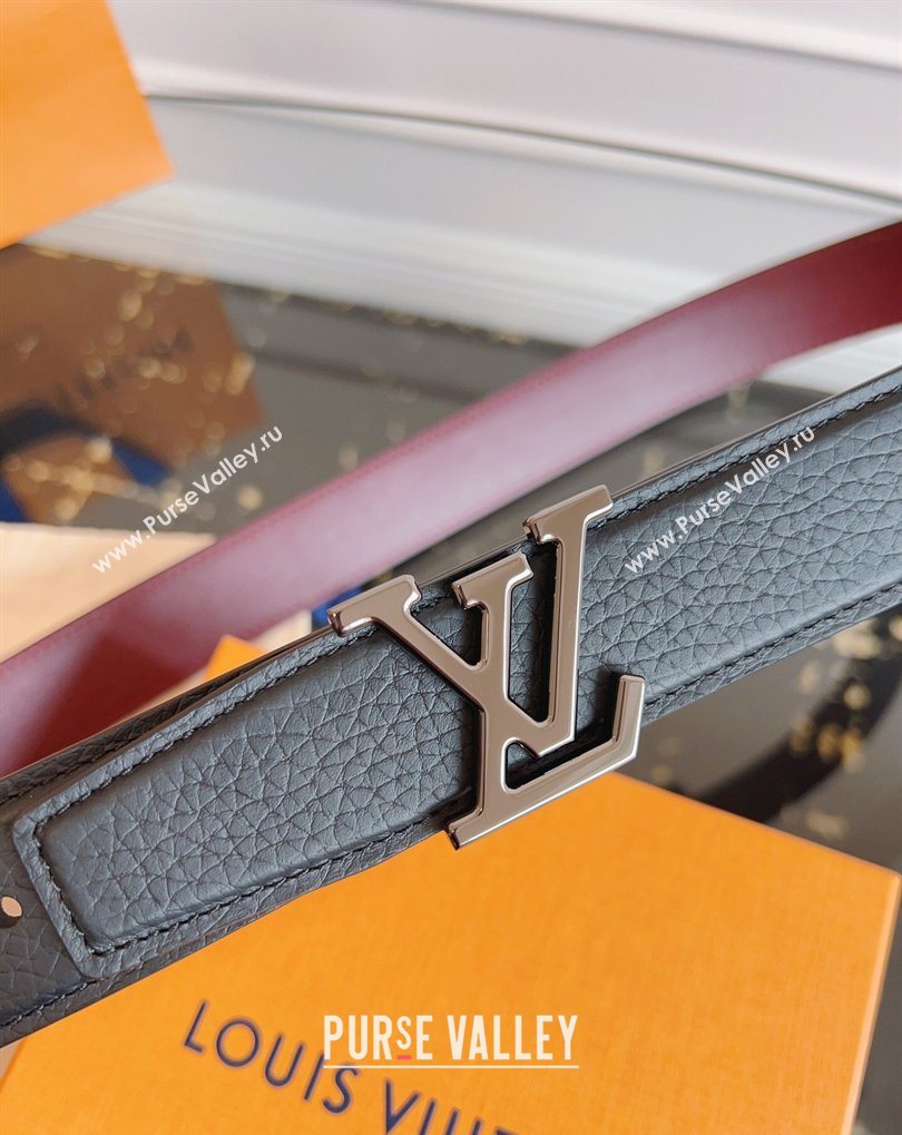 Louis Vuitton Grained Leather Belt 3.5cm with LV Buckle Black/Silver 2026 LV031605 (99-260316096)
