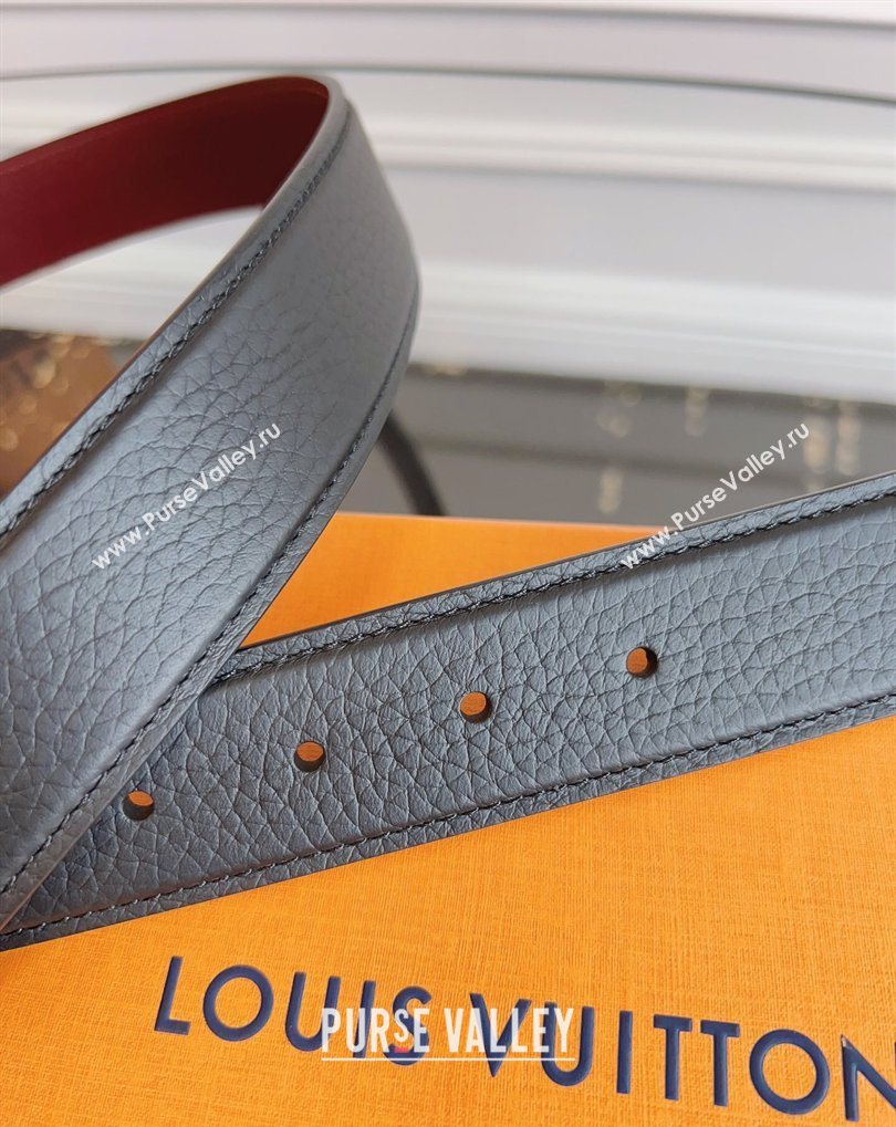 Louis Vuitton Grained Leather Belt 3.5cm with LV Buckle Black/Silver 2026 LV031605 (99-260316096)