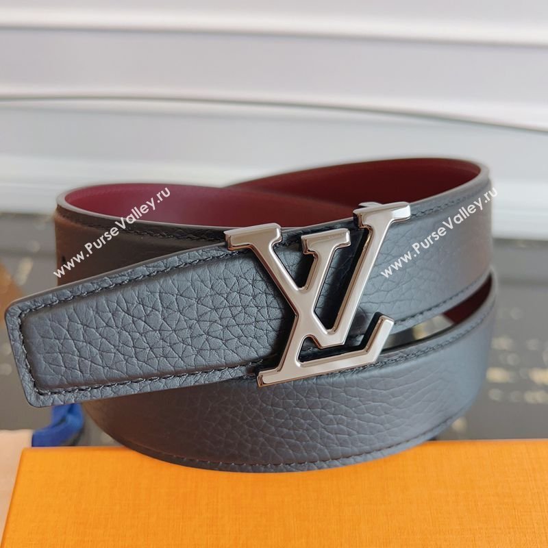 Louis Vuitton Grained Leather Belt 3.5cm with LV Buckle Black/Silver 2026 LV031605 (99-260316096)
