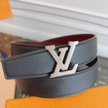 Louis Vuitton Grained Leather Belt 3.5cm with LV Buckle Black2 2026 LV031605 (99-260316097)