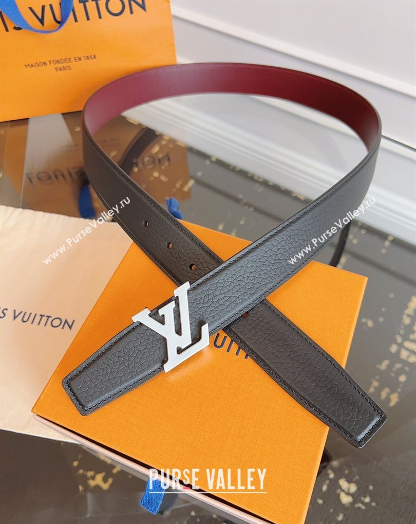 Louis Vuitton Grained Leather Belt 3.5cm with LV Buckle Black2 2026 LV031605 (99-260316097)