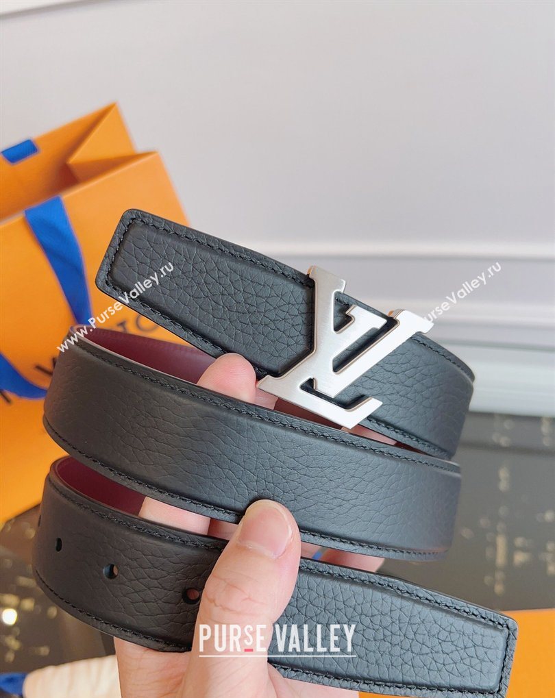 Louis Vuitton Grained Leather Belt 3.5cm with LV Buckle Black2 2026 LV031605 (99-260316097)