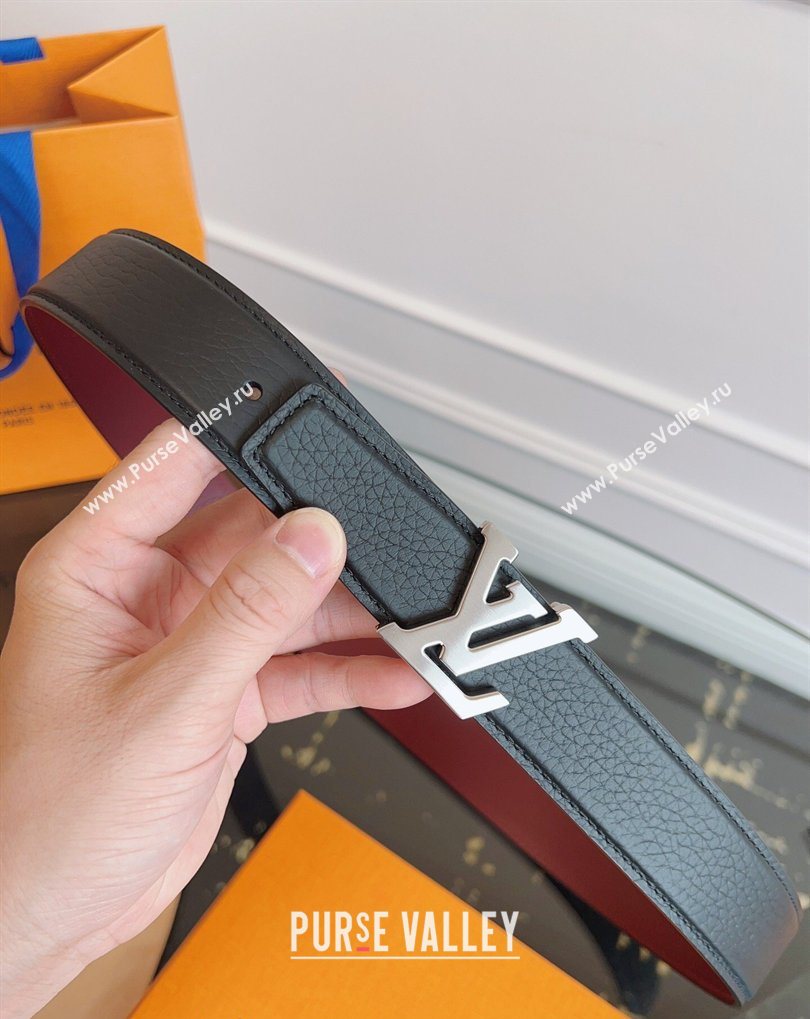 Louis Vuitton Grained Leather Belt 3.5cm with LV Buckle Black2 2026 LV031605 (99-260316097)