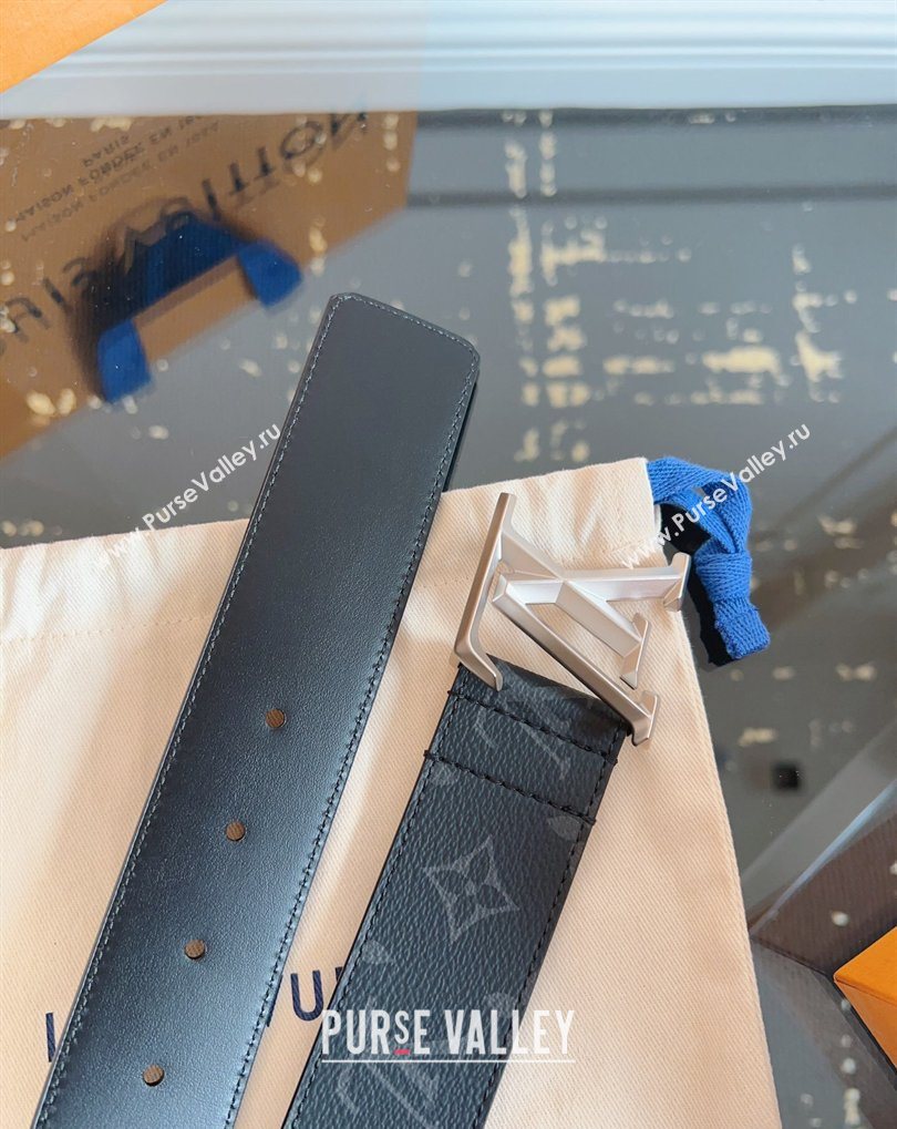 Louis Vuitton Monogram Canvas and Leather Belt 4cm with LV Buckle Black/Silver 2026 LV031604 (99-260316093)