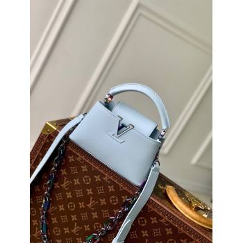 Louis Vuitton Capucines East-West Mini Bag in Washed Blue Grained calfskin M11422 2024 (KI-241210114)