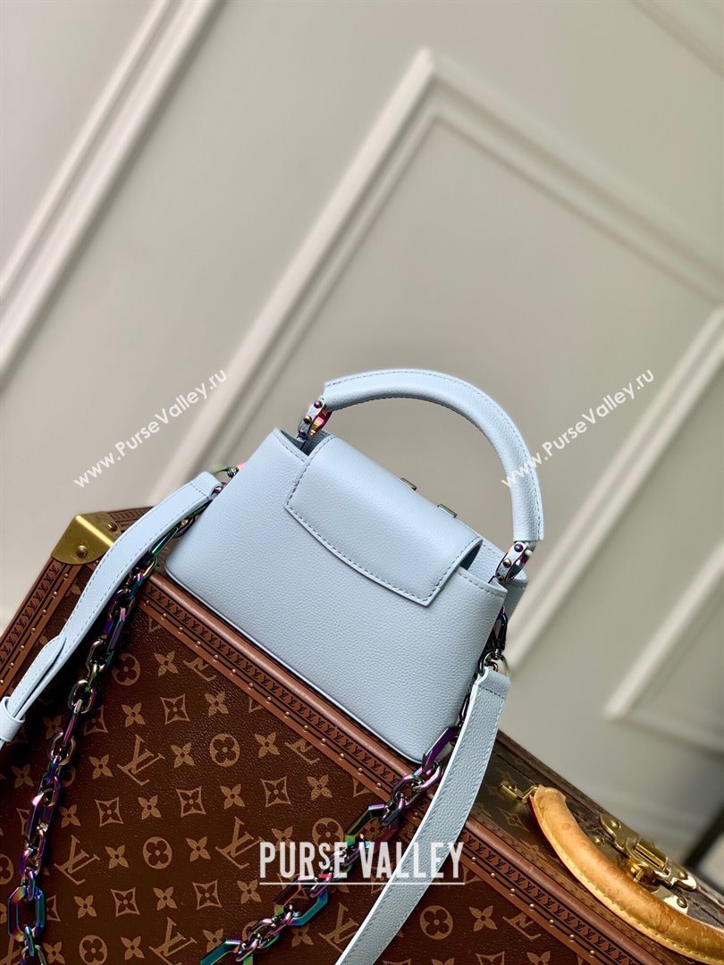 Louis Vuitton Capucines East-West Mini Bag in Washed Blue Grained calfskin M11422 2024 (KI-241210114)