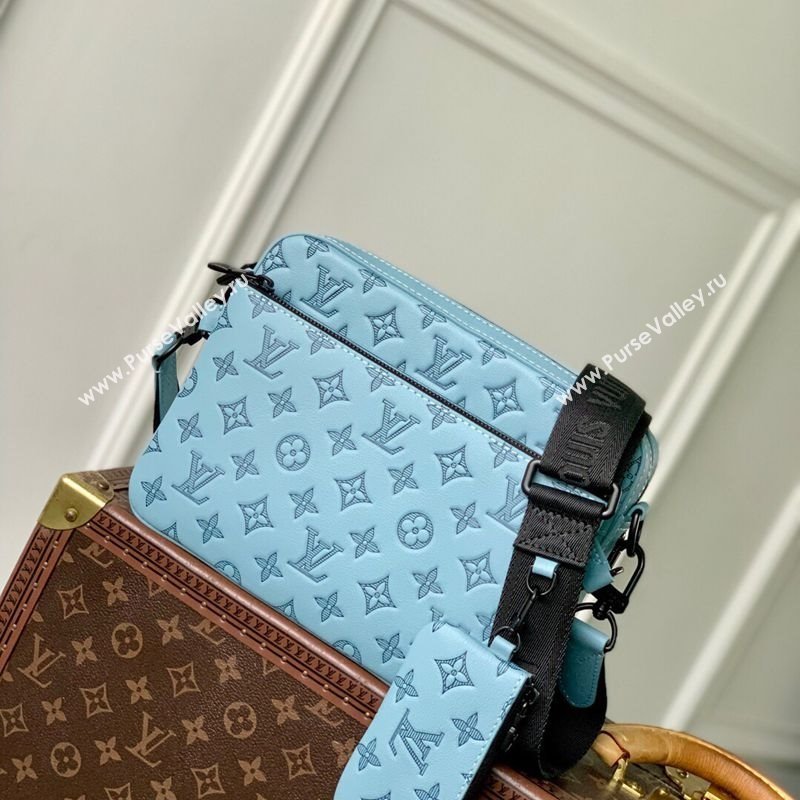 Louis Vuitton Trio Messenger bag in Sky Blue Monogram Shadow Leather M14781 2025 (KI-250523085)