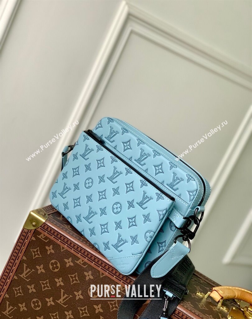Louis Vuitton Trio Messenger bag in Sky Blue Monogram Shadow Leather M14781 2025 (KI-250523085)