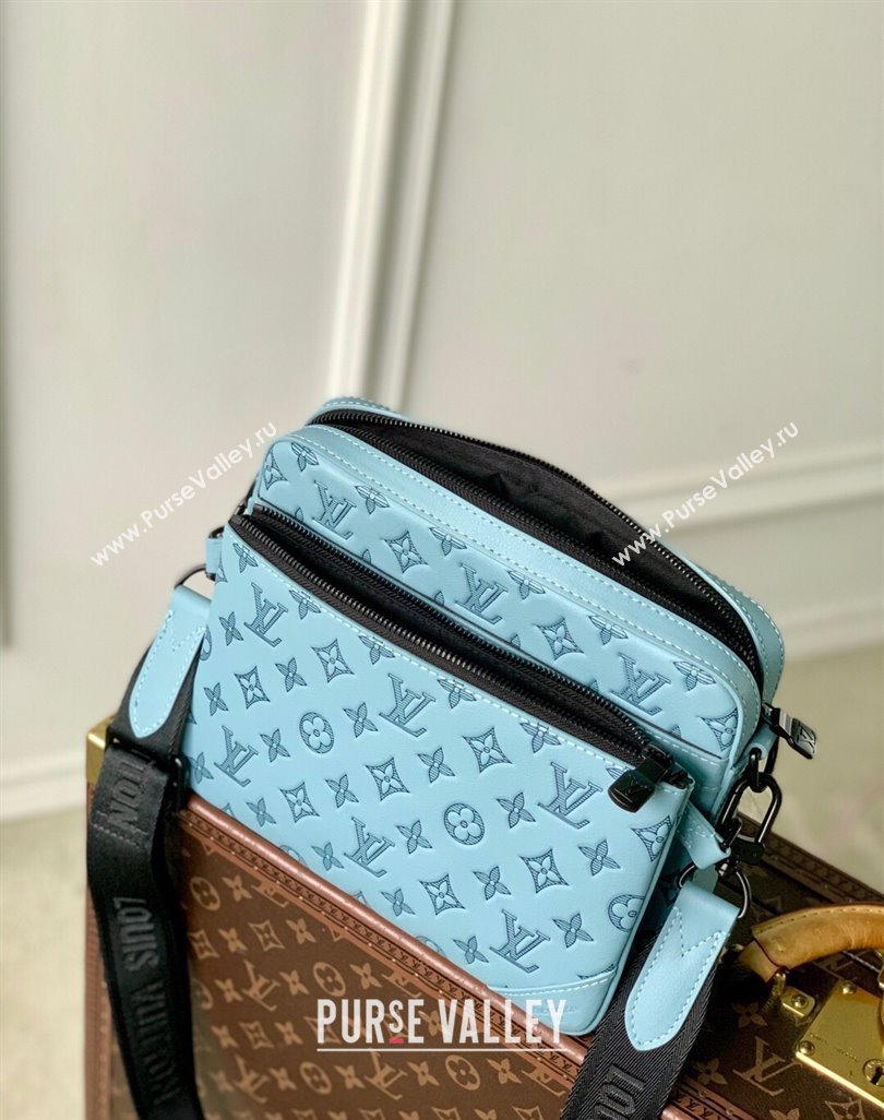 Louis Vuitton Trio Messenger bag in Sky Blue Monogram Shadow Leather M14781 2025 (KI-250523085)