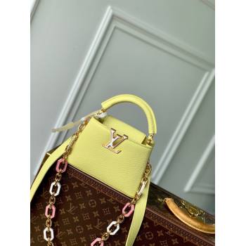 Louis Vuitton Capucines Mini Bag in Taurillon Leather M25232 Sun Beam Yellow 2024 (KI-241210115)