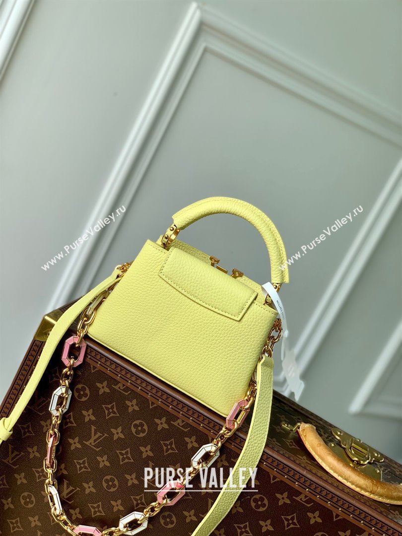 Louis Vuitton Capucines Mini Bag in Taurillon Leather M25232 Sun Beam Yellow 2024 (KI-241210115)