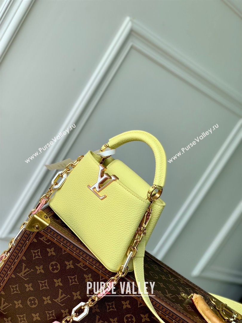 Louis Vuitton Capucines Mini Bag in Taurillon Leather M25232 Sun Beam Yellow 2024 (KI-241210115)