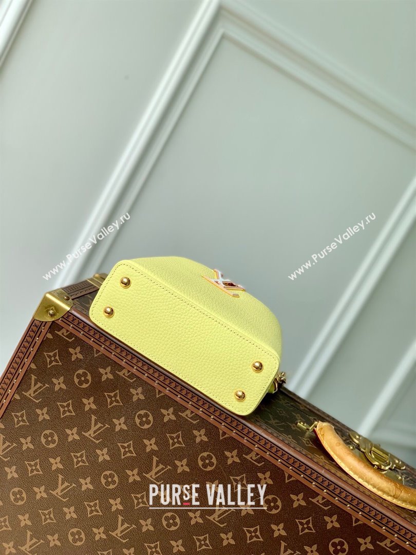 Louis Vuitton Capucines Mini Bag in Taurillon Leather M25232 Sun Beam Yellow 2024 (KI-241210115)