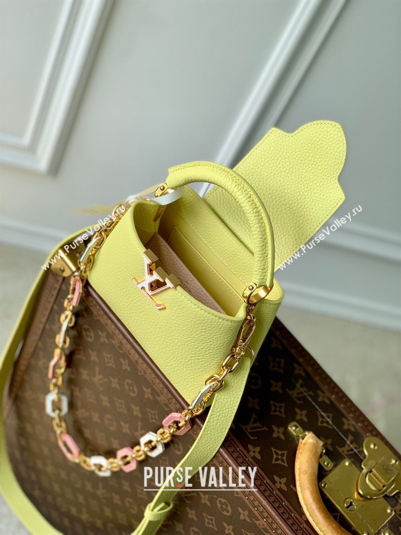 Louis Vuitton Capucines Mini Bag in Taurillon Leather M25232 Sun Beam Yellow 2024 (KI-241210115)