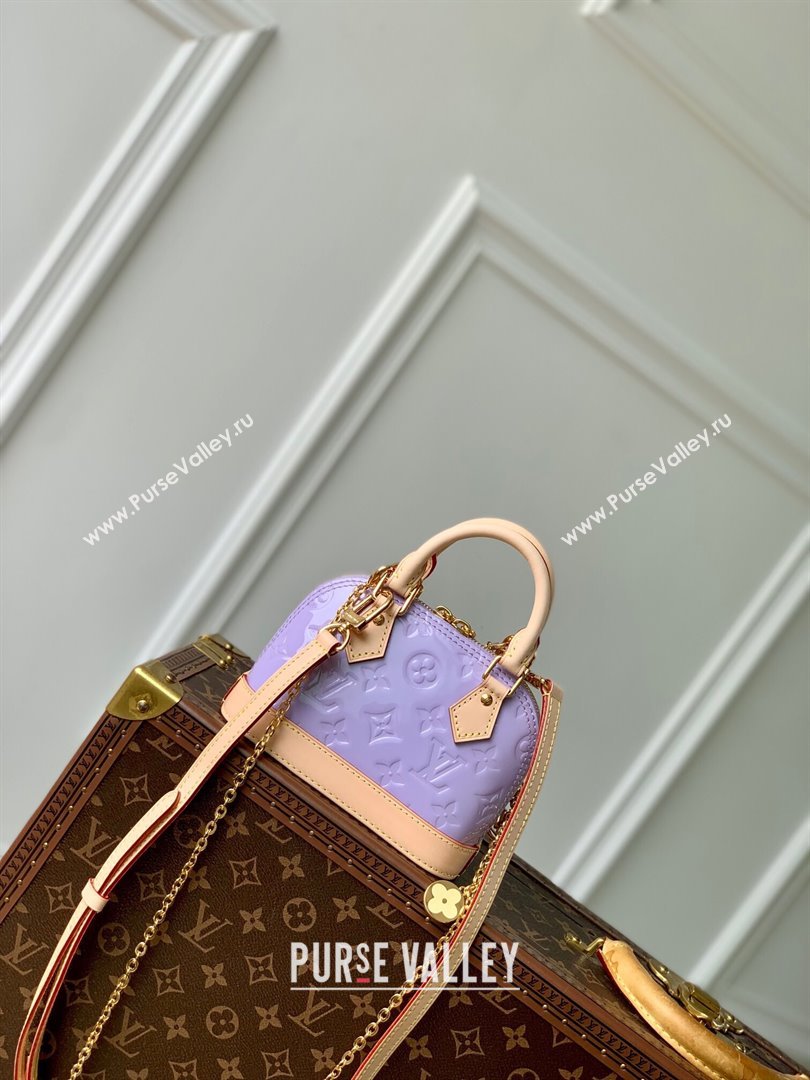 Louis Vuitton Nano Alma Bag in Glossy Lilac Purple Monogram Vernis Leather M82974 2024 (KI-240521001)