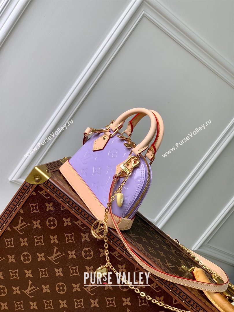 Louis Vuitton Nano Alma Bag in Glossy Lilac Purple Monogram Vernis Leather M82974 2024 (KI-240521001)