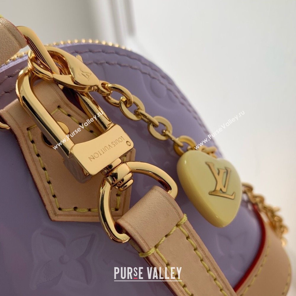 Louis Vuitton Nano Alma Bag in Glossy Lilac Purple Monogram Vernis Leather M82974 2024 (KI-240521001)