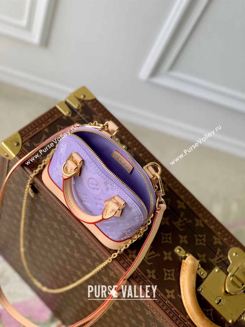 Louis Vuitton Nano Alma Bag in Glossy Lilac Purple Monogram Vernis Leather M82974 2024 (KI-240521001)