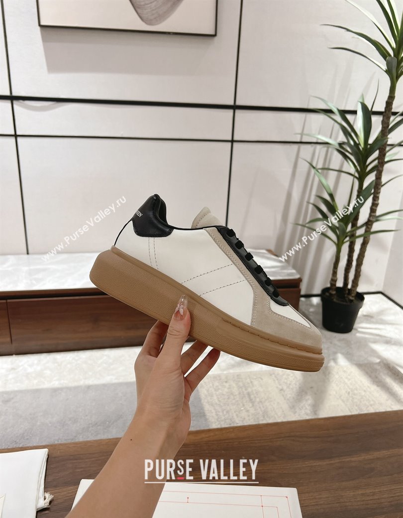 Alexander McQueen Oversized Retro Sneakers in Calfskin and Suede White/Grey/Black 2024 1225 (SS-241225066)