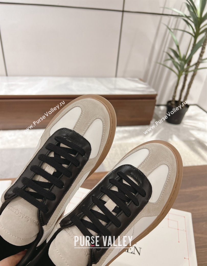 Alexander McQueen Oversized Retro Sneakers in Calfskin and Suede White/Grey/Black 2024 1225 (SS-241225066)