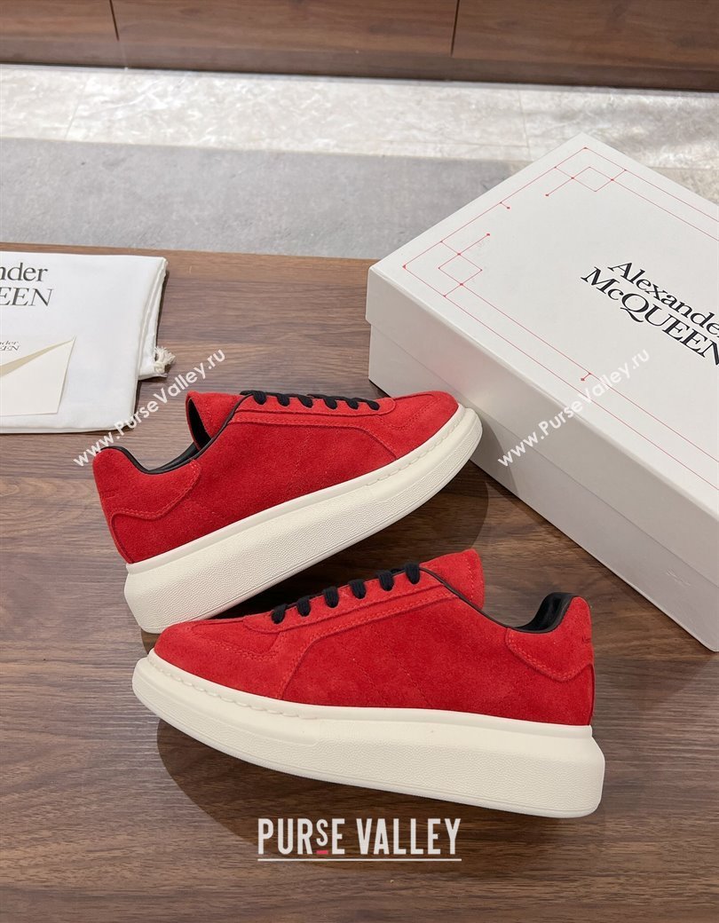 Alexander McQueen Oversized Retro Sneakers in Suede Red 2024 1225 (SS-241225068)