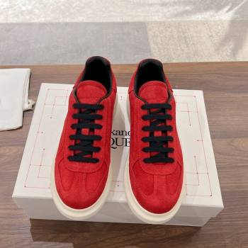 Alexander McQueen Oversized Retro Sneakers in Suede Red 2024 1225 (SS-241225068)