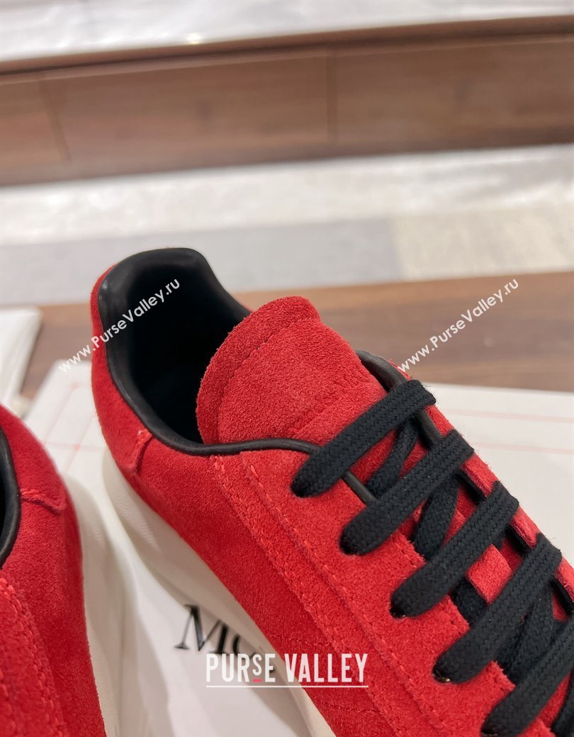 Alexander McQueen Oversized Retro Sneakers in Suede Red 2024 1225 (SS-241225068)